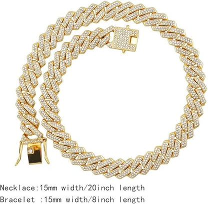 Luxury Gold Watch Necklace And Bracelet Set 3Pcs